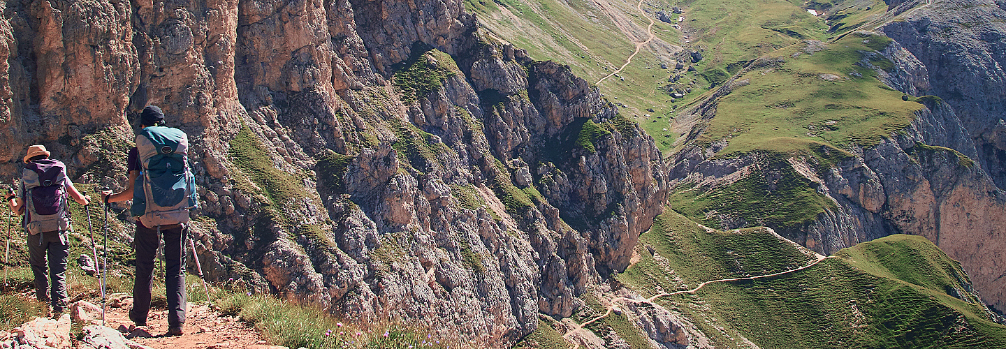 Hikers on a mountain trail
