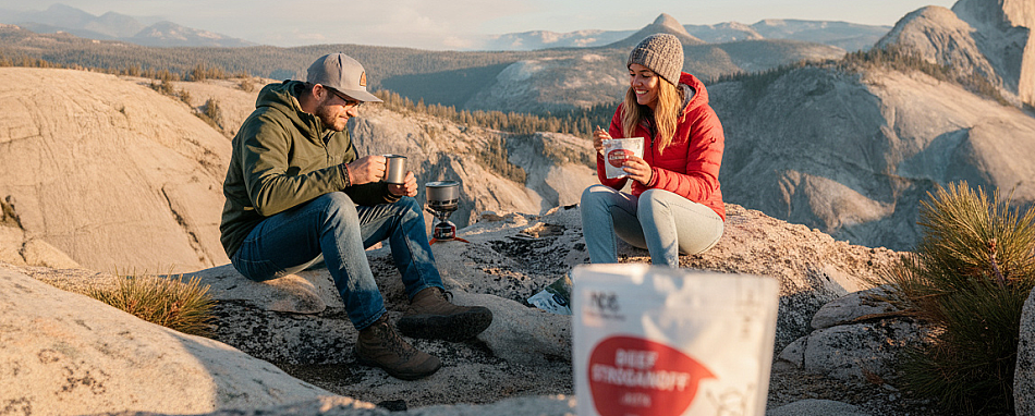 Hikers on a mountain trail